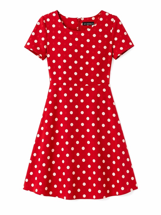 My Michelle Other - My Michelle Red Polka Dot Dress Size 11/12 A-Line Short Sleeve Retro Fit & Flare